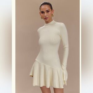 Meshki Ivory Long Sleeve Mini Dress
